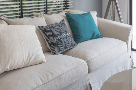 modern living room with sofa and pillow at homeの写真素材