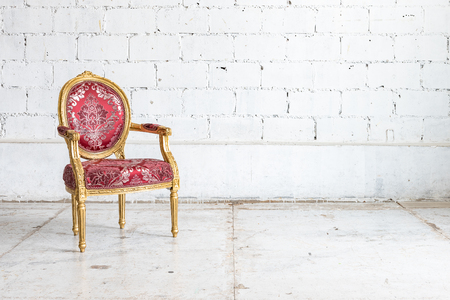 red classic chair style in vintage room with white wallの写真素材