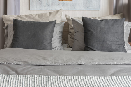 modern bedroom style with grey color tone designの写真素材