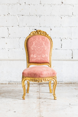 classic chair style in vintage room with white wallの写真素材