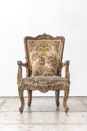 classic chair style in vintage room with white wallの写真素材