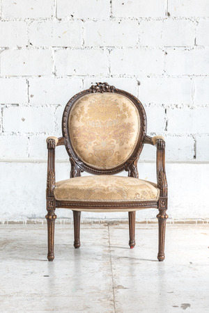 classic chair style in vintage room with white wallの写真素材