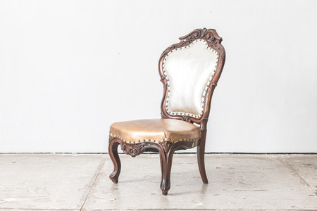 classic chair style in vintage room with white wallの写真素材