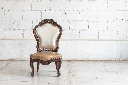 classic chair style in vintage room with white wallの写真素材