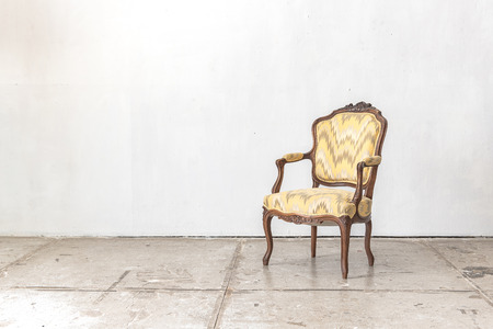 classic chair style in vintage room with white wallの写真素材