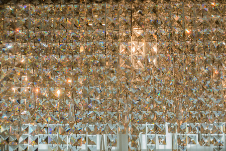 lighting decor, close up of contemporary glass chandelierの写真素材