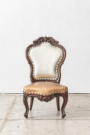 classic chair style in vintage room with white wallの写真素材
