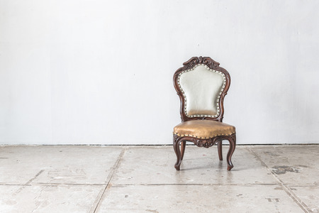 classic chair style in vintage room with white wallの写真素材