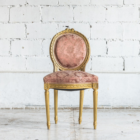 classic chair style in vintage room with white wallの写真素材
