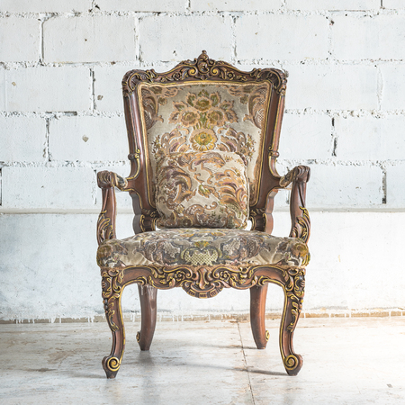 classic chair style in vintage room with white wallの写真素材