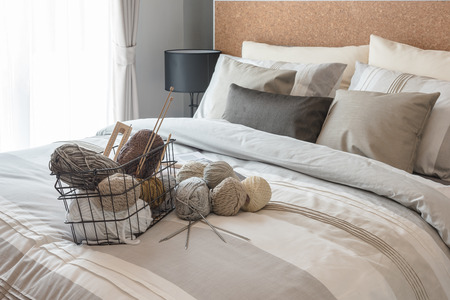 set of crochet on bed in luxury bedroom designの写真素材