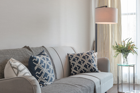 modern lamp with set of sofa in modern living room designの写真素材