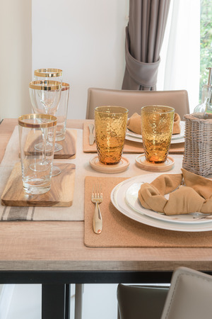 table set on dining table, interior designの写真素材