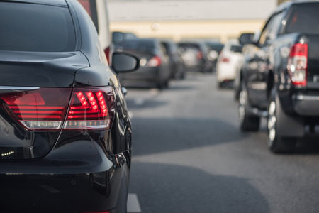 traffic jam with row of car on express wayの写真素材