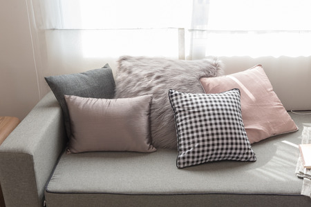 cozy living room style with set of sofa and pillows, interior design conceptの写真素材