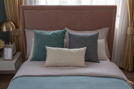 classic style bedroom in green color tone, interior design decoration concept