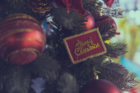 Christmas tree and Christmas decorations back ground and Happy New Yearの写真素材