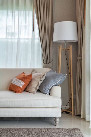 classic style living room with classic sofa and set of pillows, interior design concept decorationの写真素材