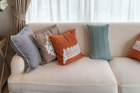 classic style living room with classic sofa and set of pillows, interior design concept decorationの写真素材