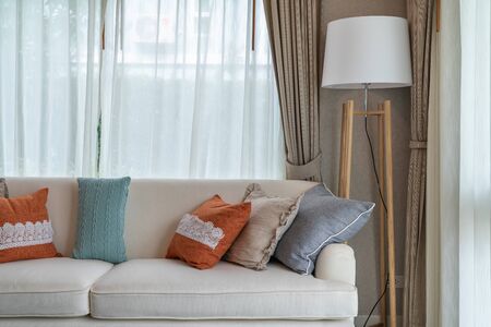 classic style living room with classic sofa and set of pillows, interior design concept decorationの写真素材