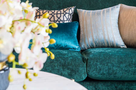 classic living room style with set of sofa and pillows, design  interior decoration conceptの写真素材