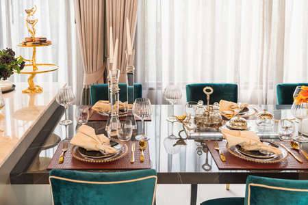 Classic dining room with table dining interior decoration concept
