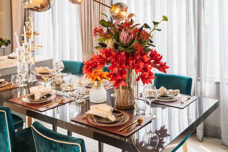Classic dining room with table dining interior decoration conceptの写真素材