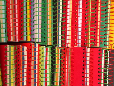 Colorful notebook On the panel の写真素材