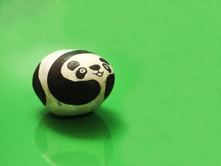 Panda  Stone  on the Green ground の写真素材
