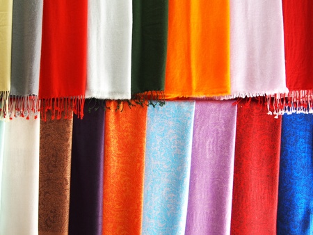 Fabric with many colors の写真素材