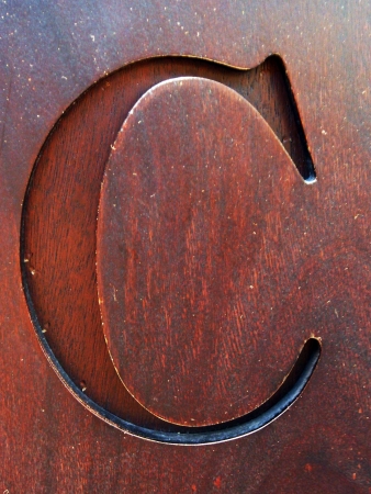 Carved wood wall letter C       の写真素材