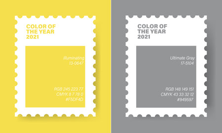 Colors of the year 2021 in a stamps. Illuminating and ultimate gray.のイラスト素材