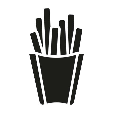 Tasty fast food, french fries, junk food. Vector simple black icon isolated on white. Vector illustrationのイラスト素材