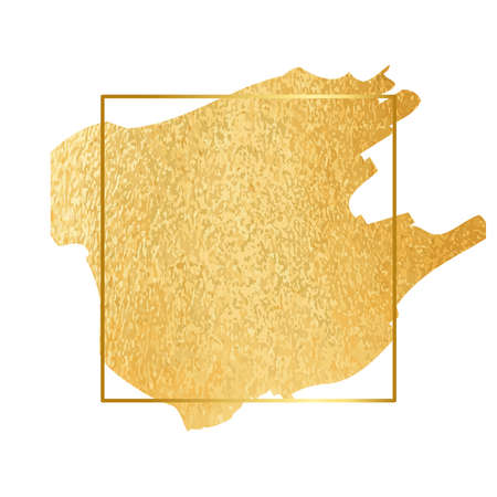 Simple golden foil blot with square golden border frame. Template for social media highlights or save the date. Vector illustrationのイラスト素材