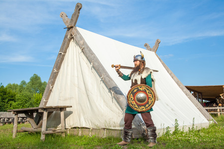 Strong viking is defending near his territoryの写真素材