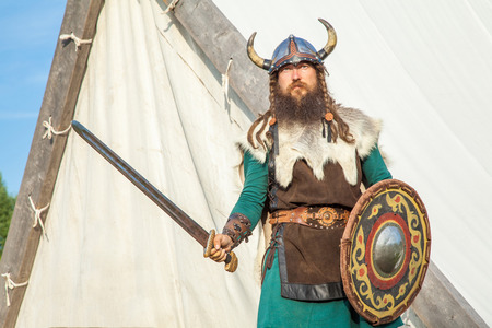 Strong viking is defending near his territoryの写真素材