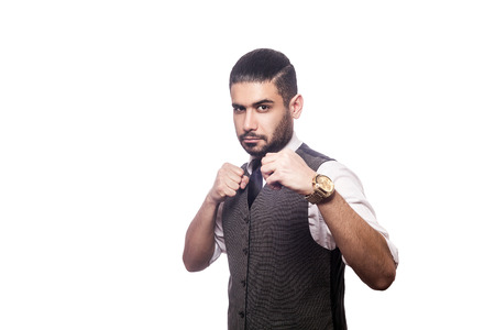 Handsome businessman on white background.の写真素材