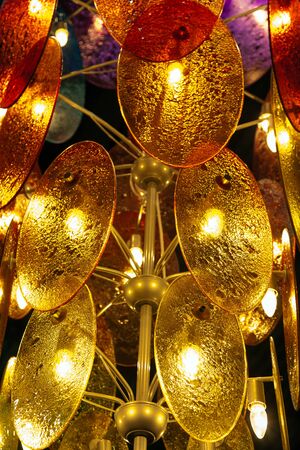 yellow and orange modern ceiling light fixture