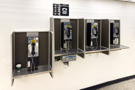 Miami, Florida - August 25th, 2023: Payphone at Miami International Airport.