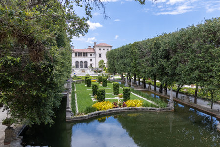 Miami, Florida - August 25th, 2023: Vizcaya Museum and Gardens, is the former villa and estate of businessman James Deering of the Deering McCormick International Harvester fortune.のeditorial素材