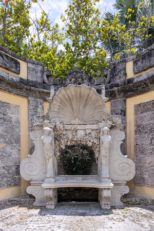 Miami, Florida - August 25th, 2023: Vizcaya Museum Gardens, the former villa and estate of businessman James Deering, built in Coconut Grove neighborhood of Miami.のeditorial素材