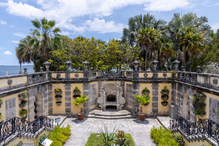 Miami, Florida - August 25th, 2023: Vizcaya Museum Gardens, the former villa and estate of businessman James Deering, built in Coconut Grove neighborhood of Miami.のeditorial素材