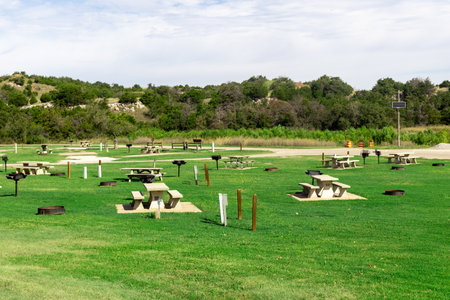 Watonga, Oklahoma - October 25th, 2023: Beautiful view of rest zone campground in Roman Nose State Park.のeditorial素材