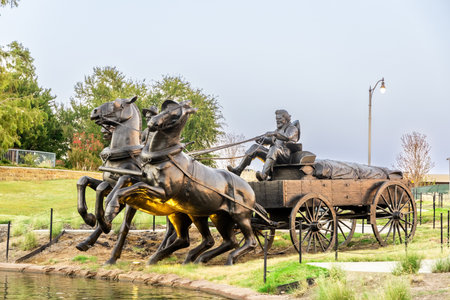Oklahoma City, USA - October 25th, 2023: Centennial Land Run Monument by artist Paul Moore in Oklahoma City, Oklahoma.のeditorial素材