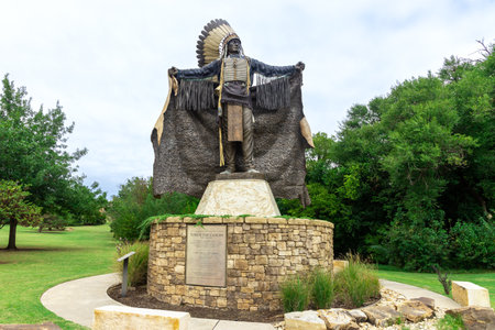 Oklahoma City, USA - October 25th, 2023: View of the Touch the clouds monument of University of Central Oklahoma.のeditorial素材