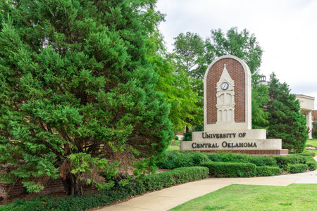 Oklahoma City, USA - October 25th, 2023: View of the sign of University of Central Oklahoma.のeditorial素材