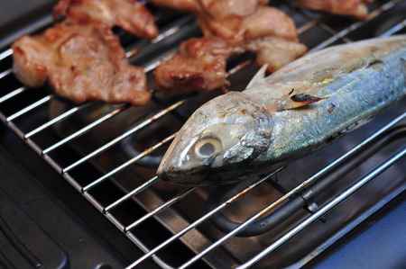 Pork and fish grillの写真素材
