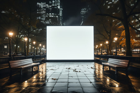 Blank billboard in the city at night. 3d rendering.の素材