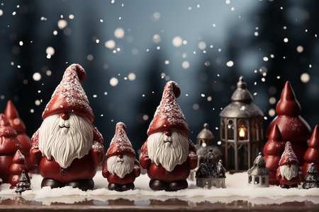 Christmas background with Santa Claus and Christmas decorations. Christmas card. Copy space.の素材