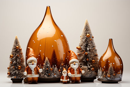 santa claus with christmas tree and pottery vaseの素材